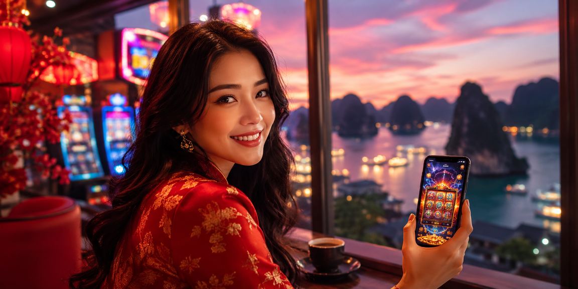 Người dùng chơi casino trên điện thoại tại Vịnh Hạ Long