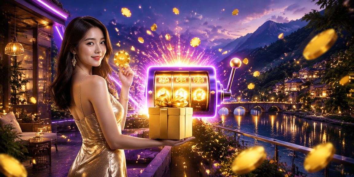 Màn hình slot game neon lung linh tại điểm giải trí Sa Pa về đêm